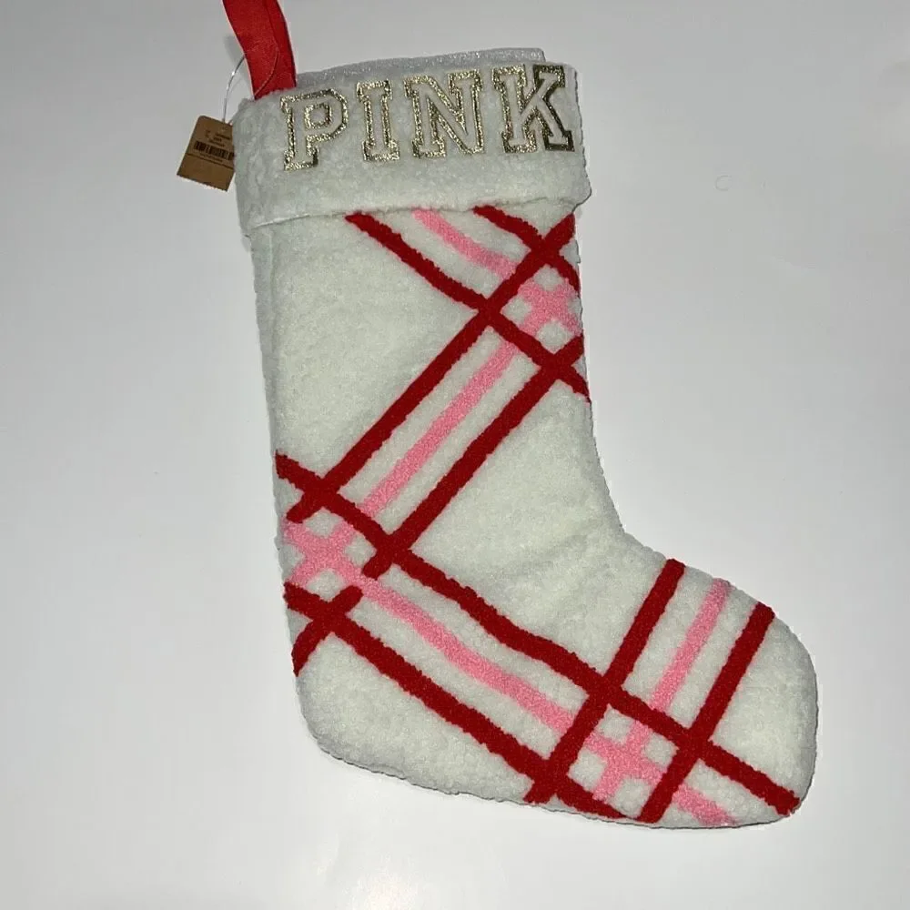 NEW Victoria’s Secret PINK Sherpa Christmas Holiday Stocking LIMITED EDITION
